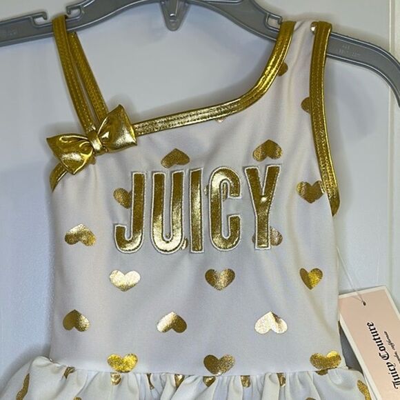 Juicy Couture Baby Girl Golden Hearts One Piece Swimsuit NEW Size 12 Month - Picture 3 of 7